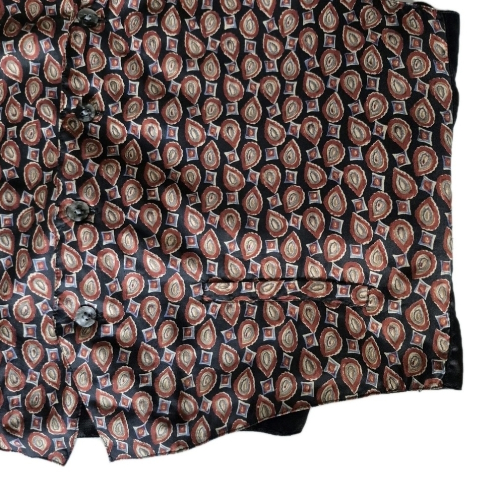 VTG 90s Chiamare Silk Paisley Print Vest Mens M Button Front Adjustable Tie Back - Picture 4 of 7